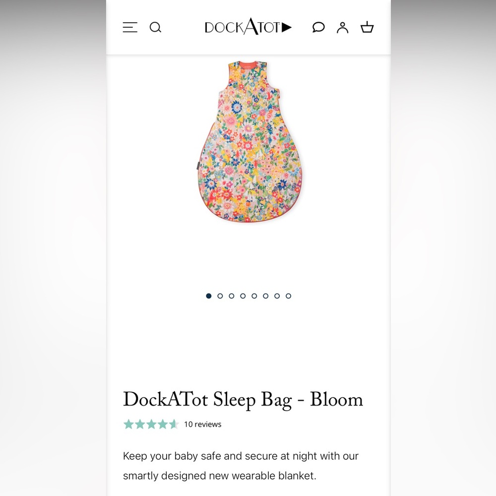NWOT DockATot Sleep Bag 2.5 Tog Bloom